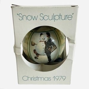 Vintage Norman Rockwell Snow Sculpture Christmas Ornament 1979 Schmid NIB